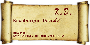 Kronberger Dezső névjegykártya